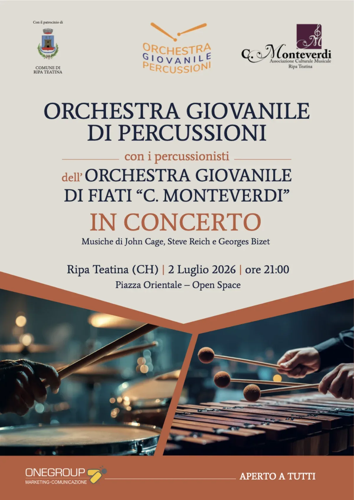 Locandina del Concerto del 2 luglio 2026 in Piazza Orientale a Ripa Teatina