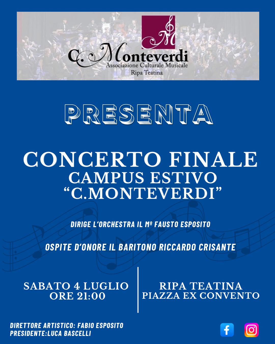 Locandina del Concerto Finale del Campus Estivo C. Monteverdi 2026 — 4 luglio 2026, Ripa Teatina